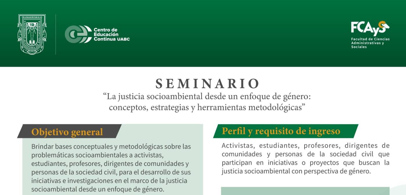 Inicia Seminario: “La justicia socioambiental desde un enfoque de género: conceptos, estrategias y herramientas metodológicas”